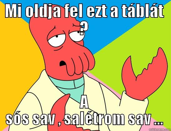 MI OLDJA FEL EZT A TÁBLÁT ? A SÓS SAV , SALÉTROM SAV ... Futurama Zoidberg 