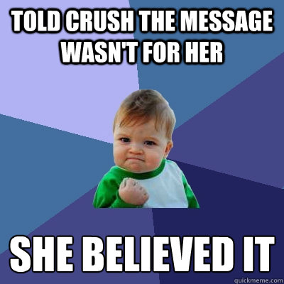 told crush the message wasn't for her she believed it - told crush the message wasn't for her she believed it  Success Kid