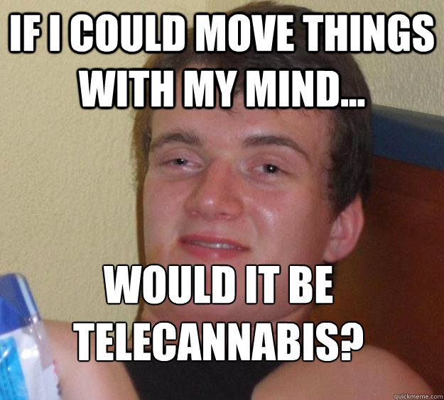 If i could move things with my mind... would it be telecannabis?
  10 Guy