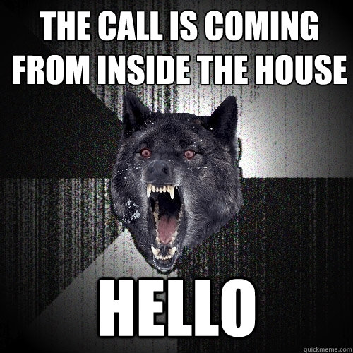 the call is coming from inside the house hello - the call is coming from inside the house hello  Insanity Wolf