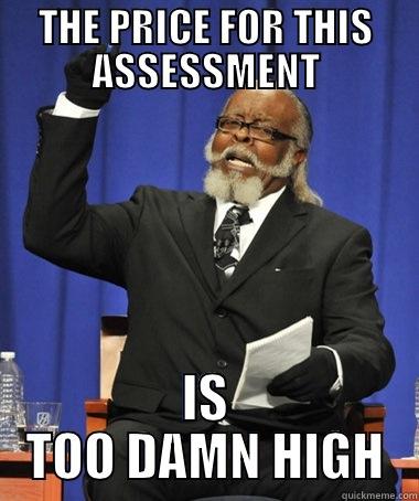 THE PRICE FOR THIS ASSESSMENT IS TOO DAMN HIGH The Rent Is Too Damn High