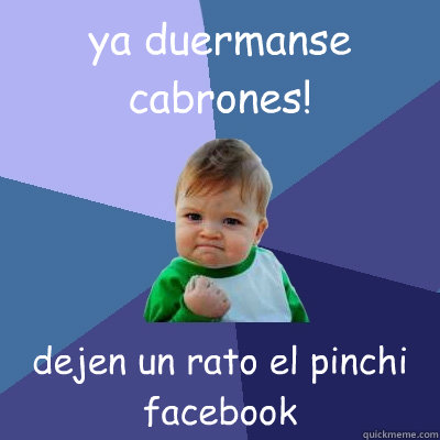 ya duermanse cabrones! dejen un rato el pinchi facebook   - ya duermanse cabrones! dejen un rato el pinchi facebook    Success Kid