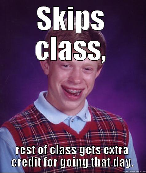 SKIPS CLASS, REST OF CLASS GETS EXTRA CREDIT FOR GOING THAT DAY. Bad Luck Brian