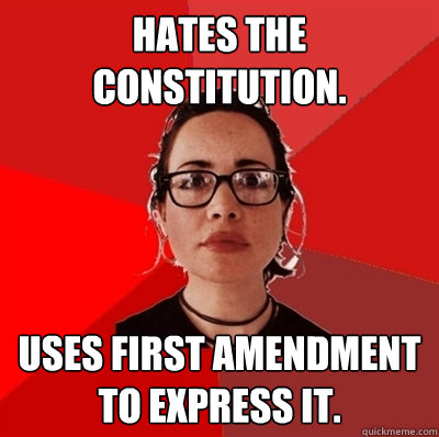 Hates the Constitution. Uses first amendment to express it. - Hates the Constitution. Uses first amendment to express it.  Liberal Douche Garofalo