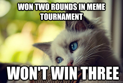 won two rounds in meme tournament won't win three - won two rounds in meme tournament won't win three  First World Problems Cat