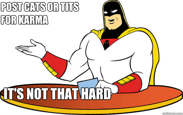 Post cats or tits
for Karma It's not that hard  Explaining Space Ghost