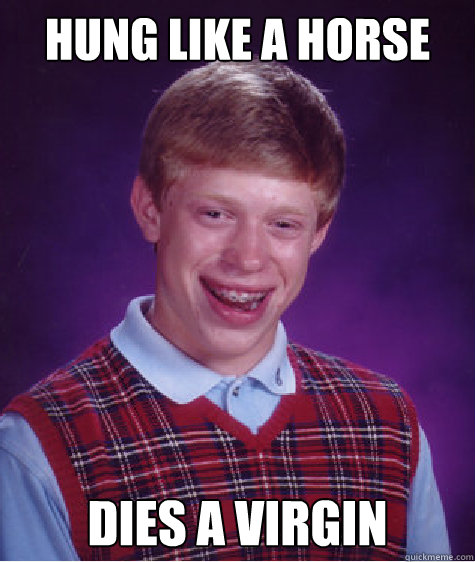 Hung like a horse dies a virgin  Bad Luck Brian