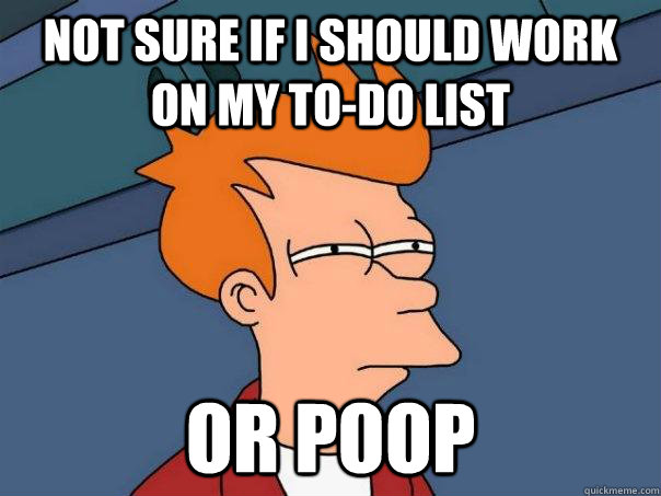 Not sure if i should work on my to-do list or poop  Futurama Fry