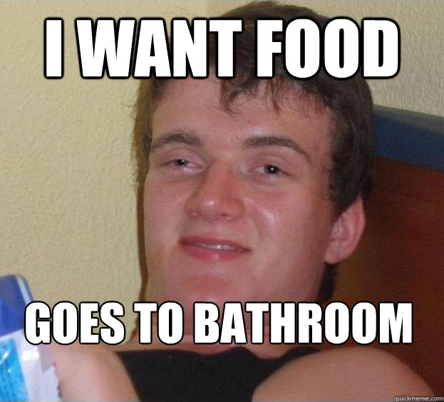 i want food goes to bathroom - i want food goes to bathroom  The High Guy