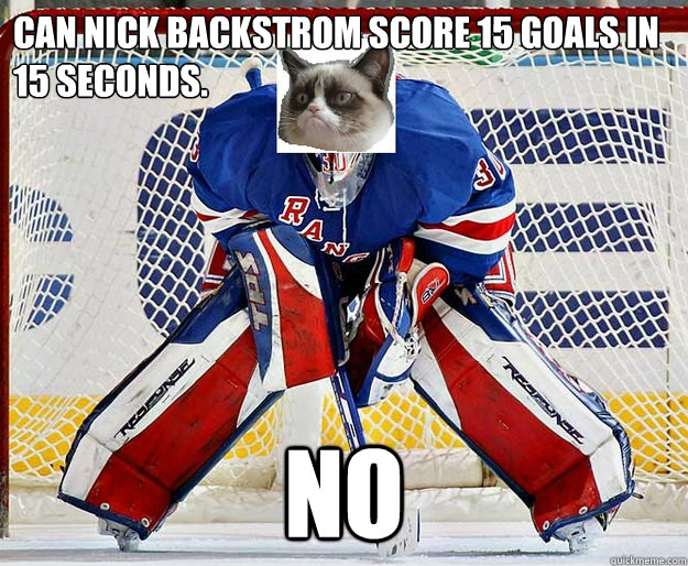 Can Nick Backstrom score 15 goals in 15 seconds. No - Can Nick Backstrom score 15 goals in 15 seconds. No  Lundqvist Grumpy Cat