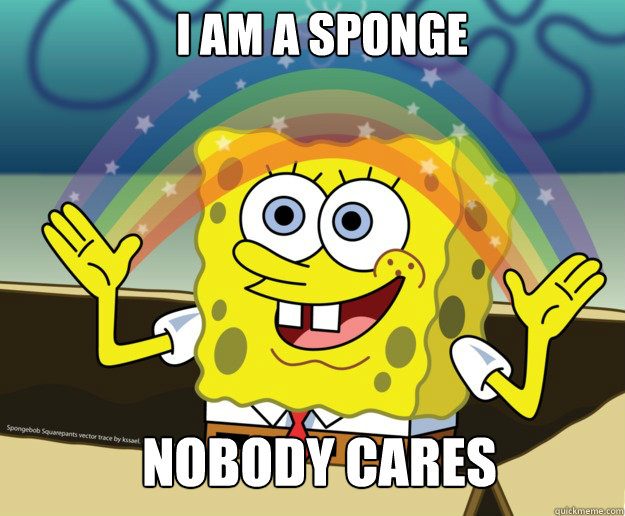 I am a sponge Nobody cares  Nobody Cares