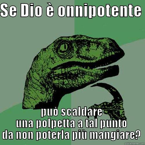 SE DIO È ONNIPOTENTE  PUÒ SCALDARE UNA POLPETTA A TAL PUNTO DA NON POTERLA PIÙ MANGIARE? Philosoraptor