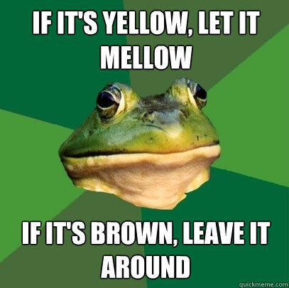 if it's yellow, let it mellow if it's brown, leave it around  Foul Bachelor Frog