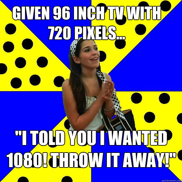 given 96 inch tv with 720 pixels... 