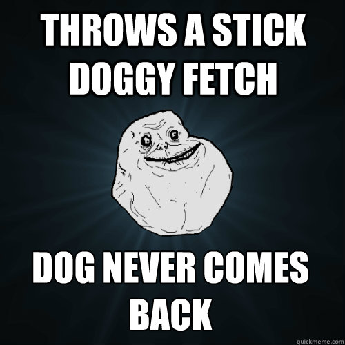 Throws a stick doggy fetch Dog never comes back  Forever Alone