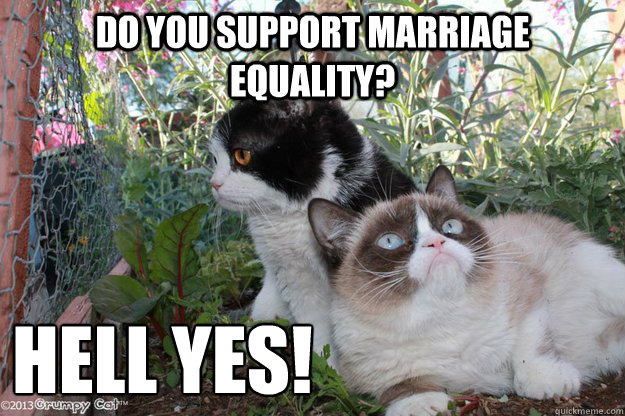 Do you Support marriage equality? HELL YES!  Equality