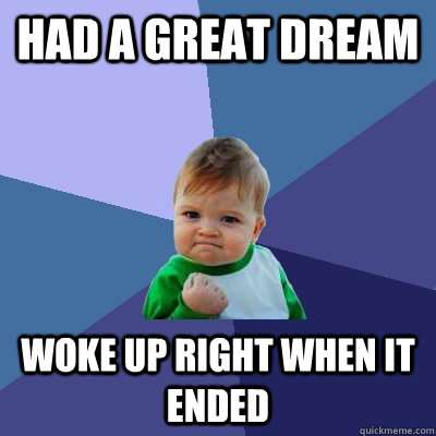 Had a great dream woke up right when it ended  Success Kid