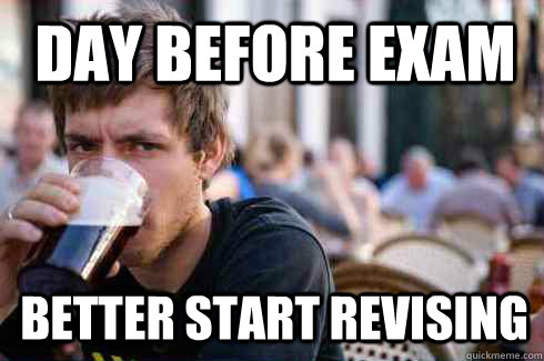 Day before exam Better start revising  Lazy College Senior