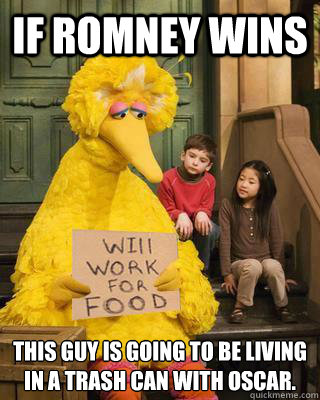 If Romney Wins This guy is going to be living in a trash can with Oscar.  