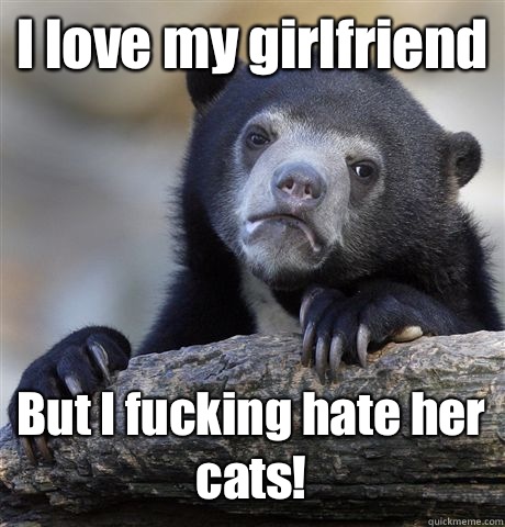 I love my girlfriend But I fucking hate her cats!  Confession Bear