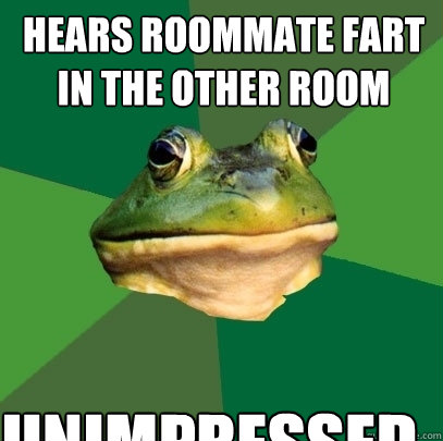 hears roommate fart in the other room unimpressed - hears roommate fart in the other room unimpressed  Foul Bachelor Frog