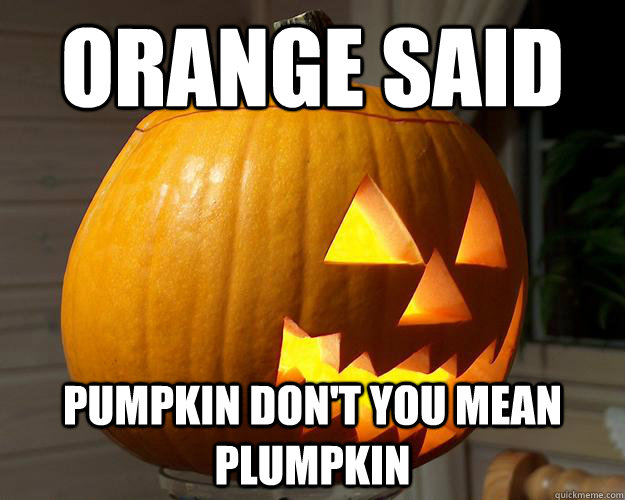 orange said pumpkin don't you mean plumpkin - orange said pumpkin don't you mean plumpkin  Pumpkin Pickup Lines