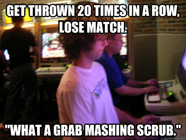 Get thrown 20 times in a row, lose match. 