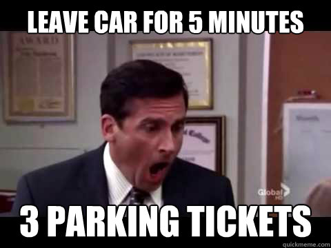 Leave Car for 5 minutes 3 parking tickets - Leave Car for 5 minutes 3 parking tickets  Parking Tickets