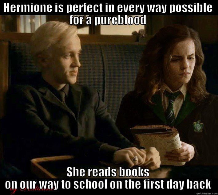 HERMIONE IS PERFECT IN EVERY WAY POSSIBLE FOR A PUREBLOOD SHE READS BOOKS ON OUR WAY TO SCHOOL ON THE FIRST DAY BACK Misc