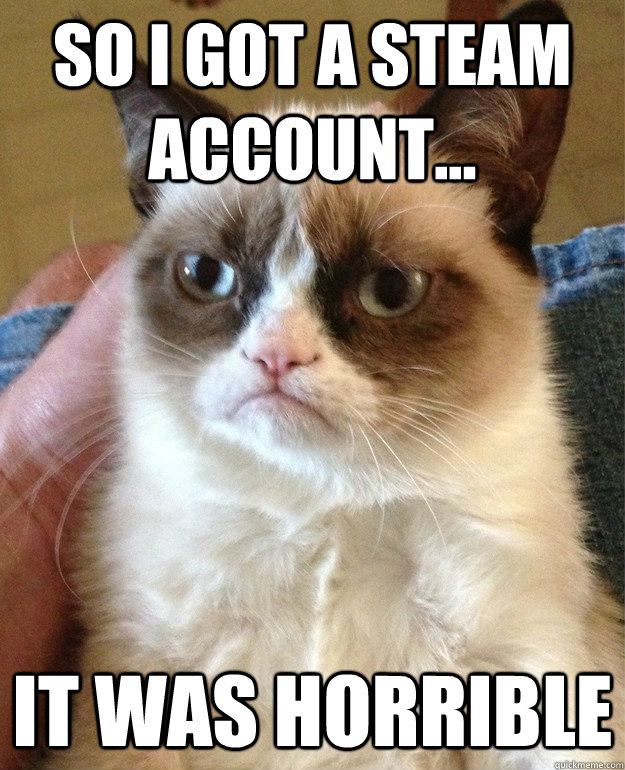 SO I GOT A STEAM ACCOUNT... it was horrible  - SO I GOT A STEAM ACCOUNT... it was horrible   Grumpy Cat