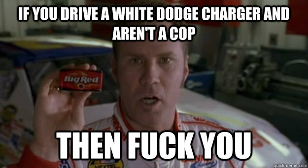 If you drive a white Dodge Charger and aren't a cop  then fuck you  