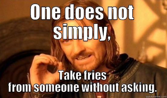 ONE DOES NOT SIMPLY, TAKE FRIES FROM SOMEONE WITHOUT ASKING. Boromir