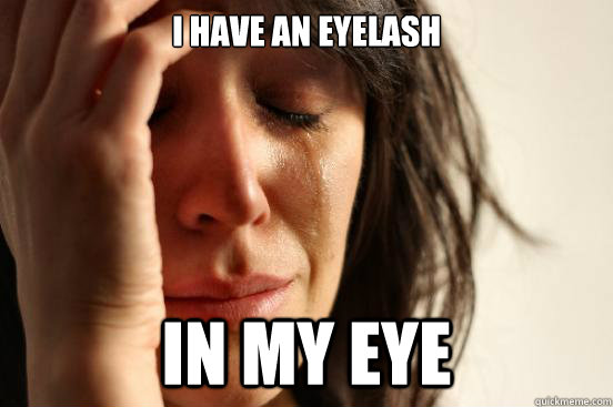 I have an Eyelash in my eye  First World Problems