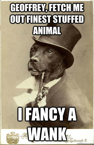 Geoffrey, fetch me out finest stuffed animal I fancy a wank - Geoffrey, fetch me out finest stuffed animal I fancy a wank  Old Money Dog