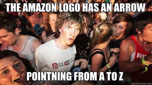 the amazon logo has an arrow pointning from a to z  Sudden Clarity Clarence