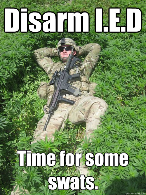 Disarm I.E.D Time for some swats.  Stoner Soldier