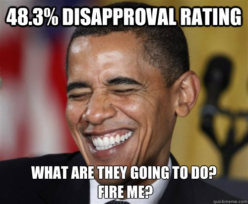 48.3% Disapproval Rating What are they going to do?
 Fire me?  Scumbag Obama