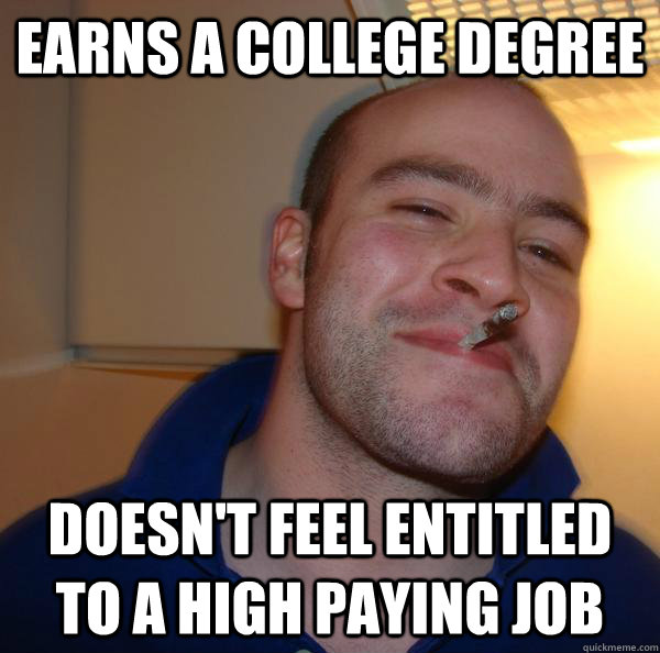 Earns A College Degree Doesn T Feel Entitled To A High Paying Job