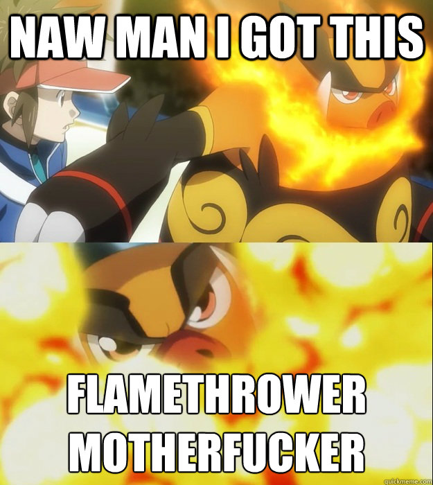 Naw man I got this Flamethrower
motherfucker  Epic Emboar