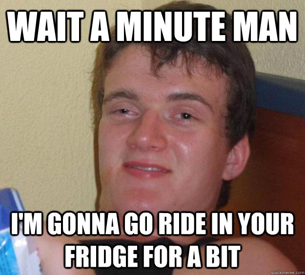 Wait a minute man I'm gonna go ride in your fridge for a bit  10 Guy