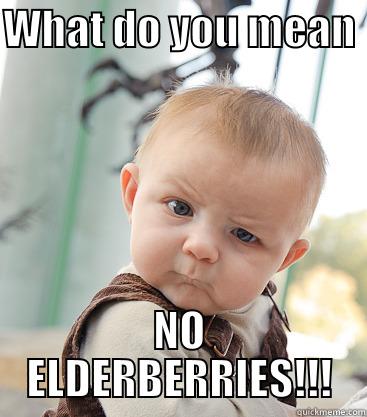 WHAT DO YOU MEAN  NO ELDERBERRIES!!! skeptical baby