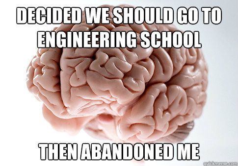 decided we should go to engineering school then abandoned me  Scumbag Brain