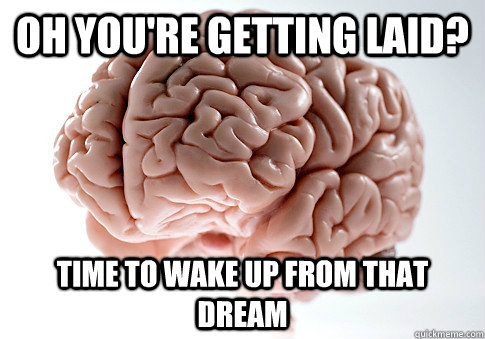 Oh you're getting laid? Time to wake up from that dream  Scumbag Brain