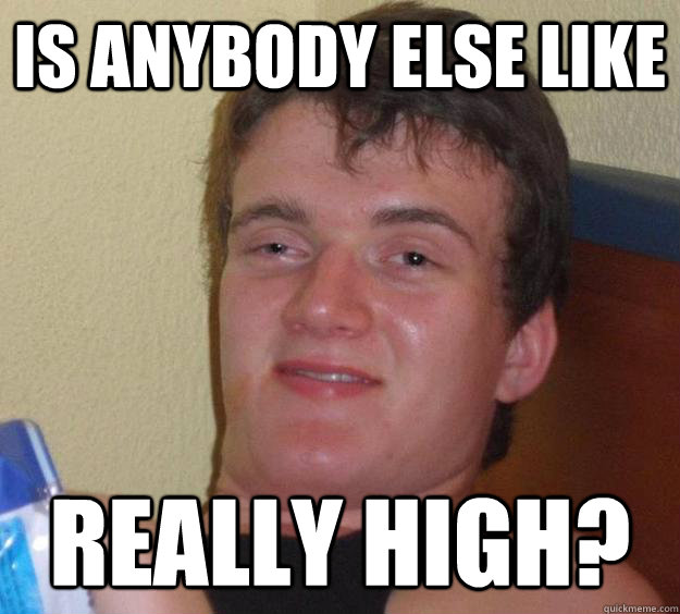 Is anybody else like Really high?  10 Guy