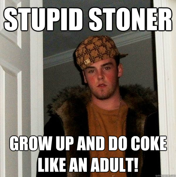 Stupid Stoner Grow up and do coke like an adult!  Scumbag Steve