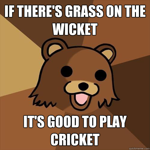 If there's grass on the wicket It's good to play cricket - If there's grass on the wicket It's good to play cricket  Pedobear