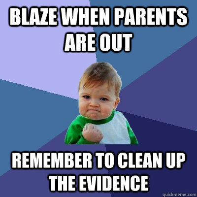 Blaze when parents are out remember to clean up the evidence  Success Kid