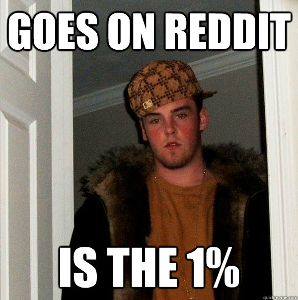 goes on Reddit is the 1%  Scumbag Steve