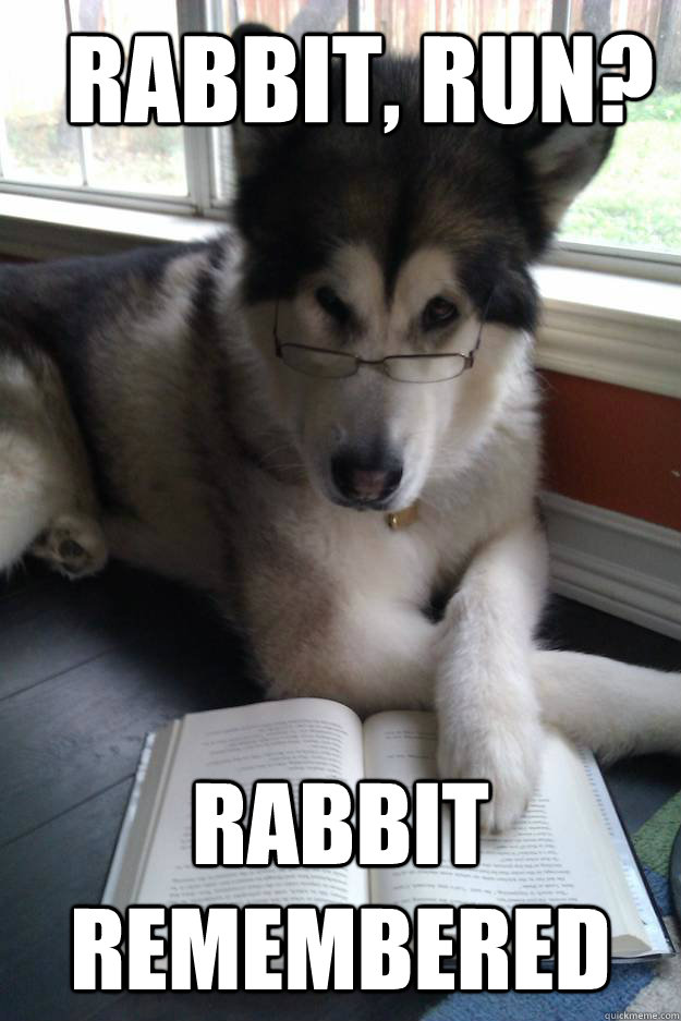 rabbit, run? rabbit remembered  Condescending Literary Pun Dog
