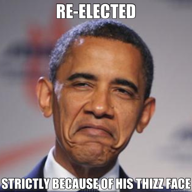 RE-ELECTED STRICTLY BECAUSE OF HIS THIZZ FACE - RE-ELECTED STRICTLY BECAUSE OF HIS THIZZ FACE  Obama thizz